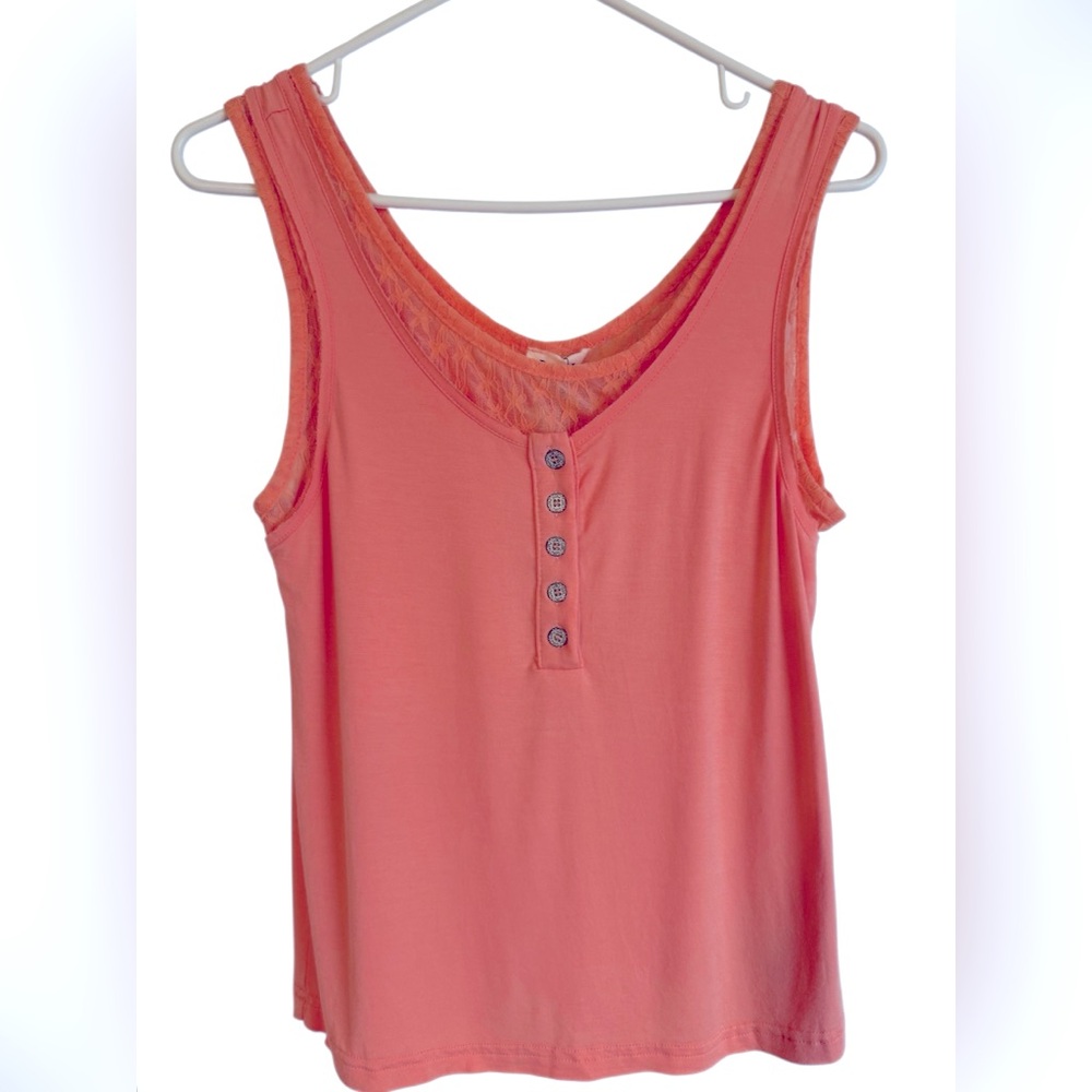 NWT POL Coral Lace-Back Buttoned Sleeveless Top size Small